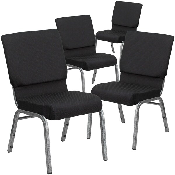 Flash Furniture 18.5"W Stacking Church Chair in Black Fabric, 4PK 4-FD-CH02185-SV-JP02-GG - main